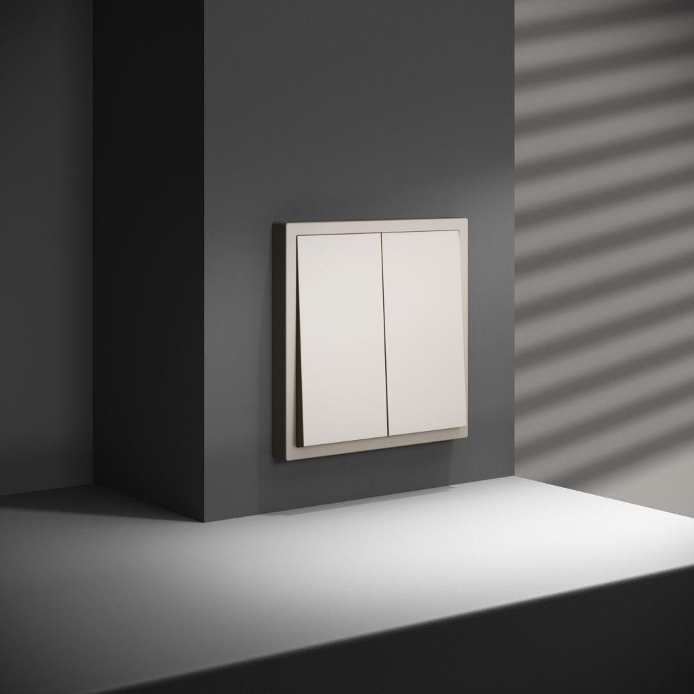 Перекрестный переключатель встраиваемый двухклавишный 10А, кашемир Voltum S70 VLS020503, Пластик Soft touch