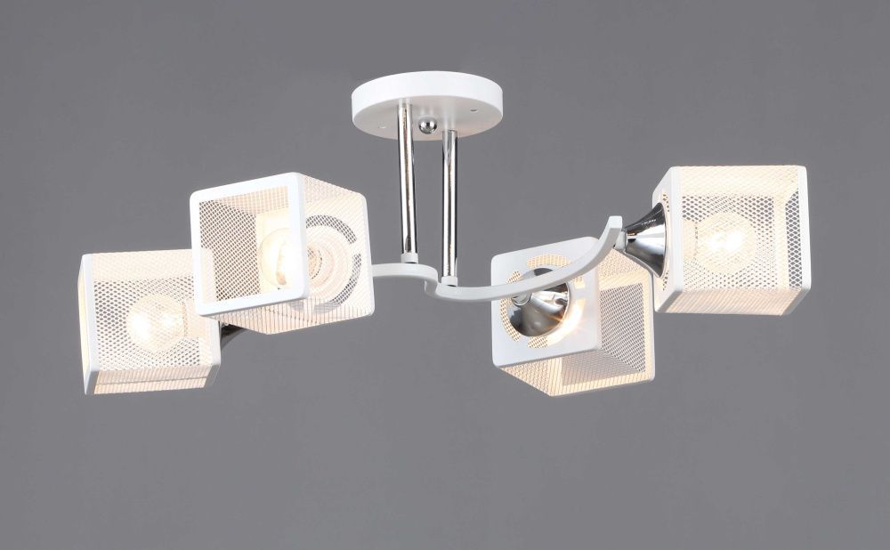 Люстра L615 x W400 x H195, мм, 4*40W (160W), WT+CH (Белый+Хром) Rilon 6398/4 WT+CR