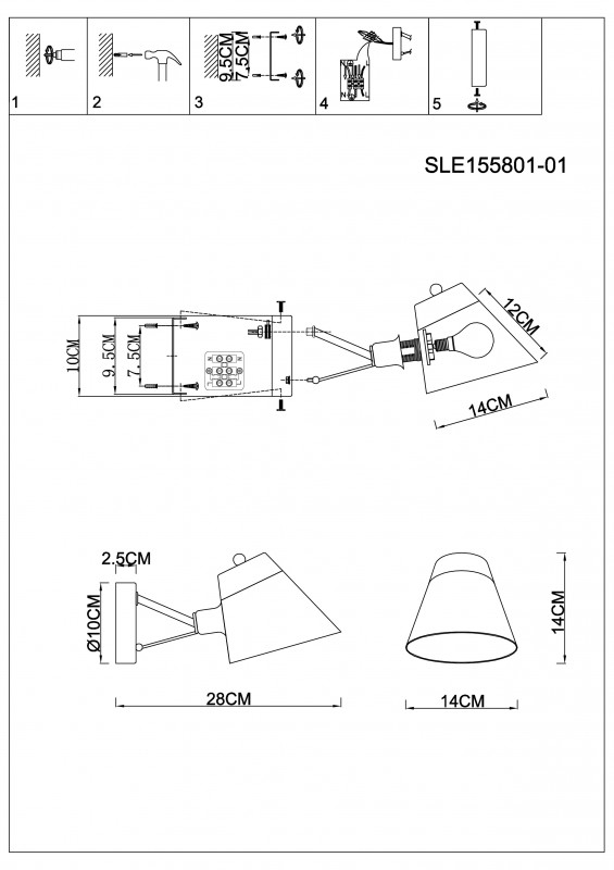 Бра 14 см,  EVOLUCE VARIO SLE155801-01 Хром