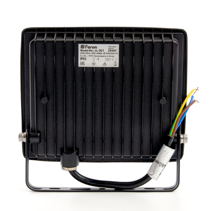 Прожектор светодиодный 2835 SMD 50W 4000K IP65  AC230V/50Hz, черный, LL-921 Feron 29497