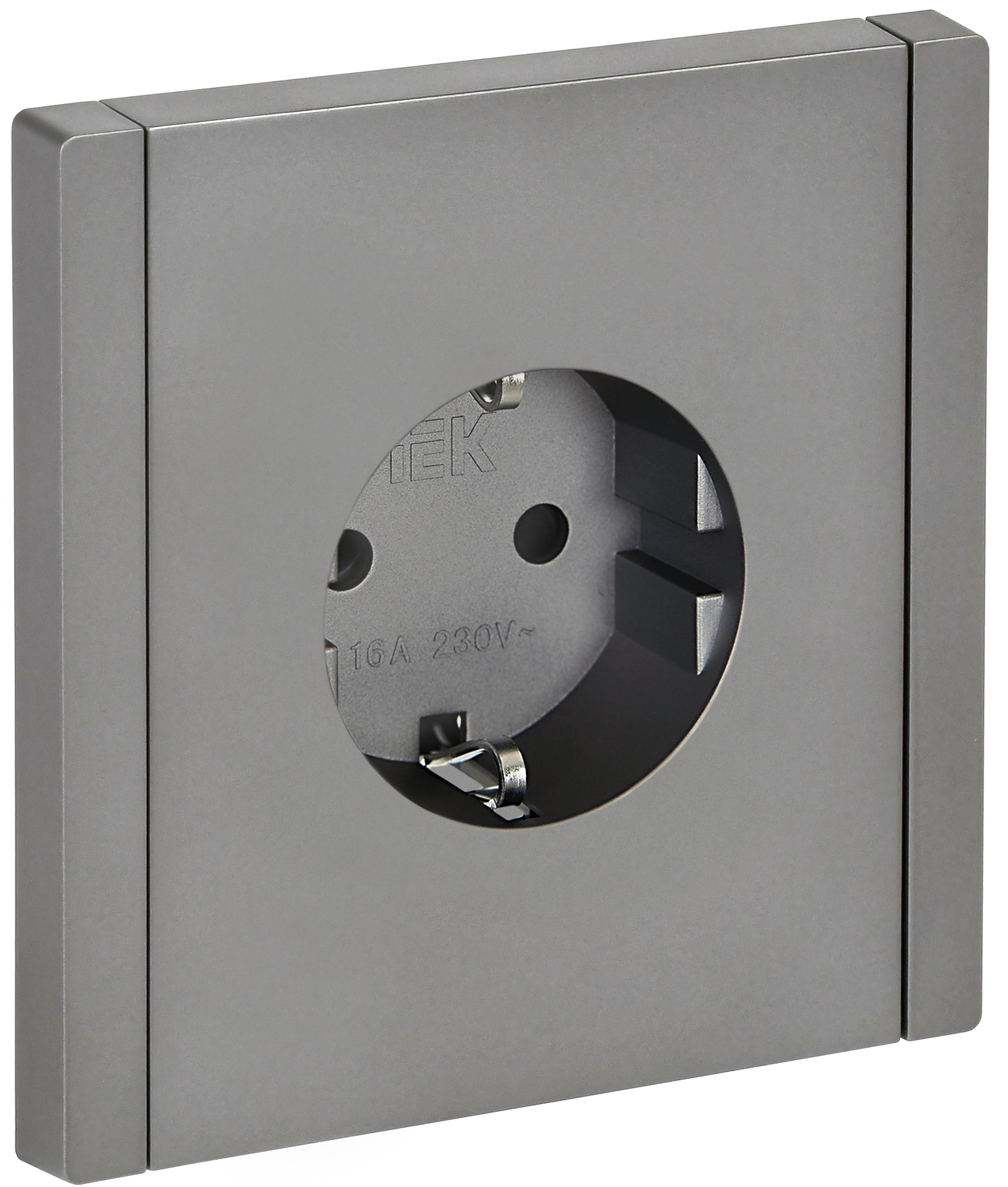 Розетка с з/к з/ш в/к 16А FP515 стальной IEK FORTE&PIANO, FP-R14-16-K46
