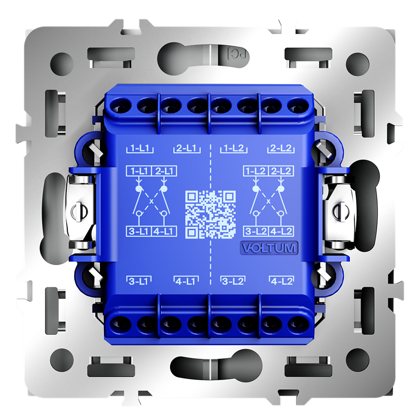 Перекрестный переключатель встраиваемый VOLTUM S70 двухклавишный 10А, (белый матовый) VLS020502
