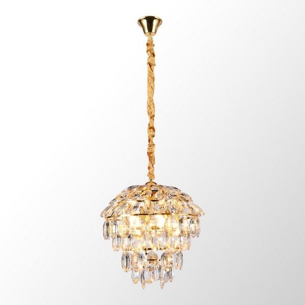 Подвесной светильник хрусталь 36 см, Lussole Presidio LSP-6013, золото