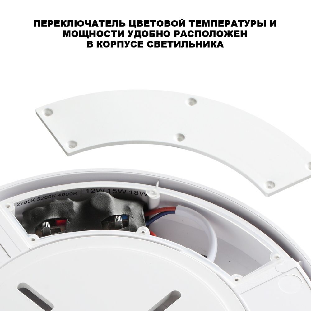Уличный потолочный светильник с переключателем цв. температуры и мощности 26 см, 30W, 2700-4000K, Novotech Street Opal 359727, белый