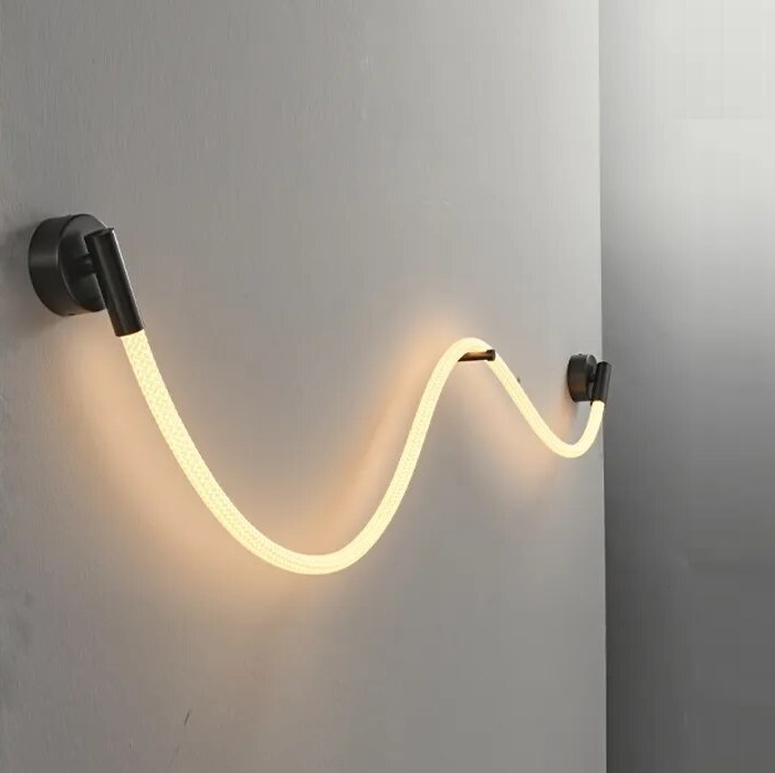 Светильник настенный DZN-11106 ЧЕРНЫЙ D22/H1000/1/LED/10W/3000K в тканевой оплётке FLEXY 24-03