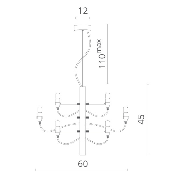 Подвесная люстра Divinare  Molto 8030/02 LM-18, диаметр  60 см, Серый, Хром  