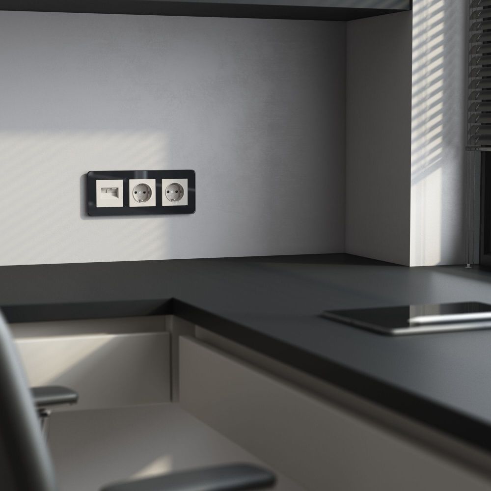 W1291104 Накладка для двойной розетки Еthernet RJ-45, дымчатый Werkel, 4690389212048