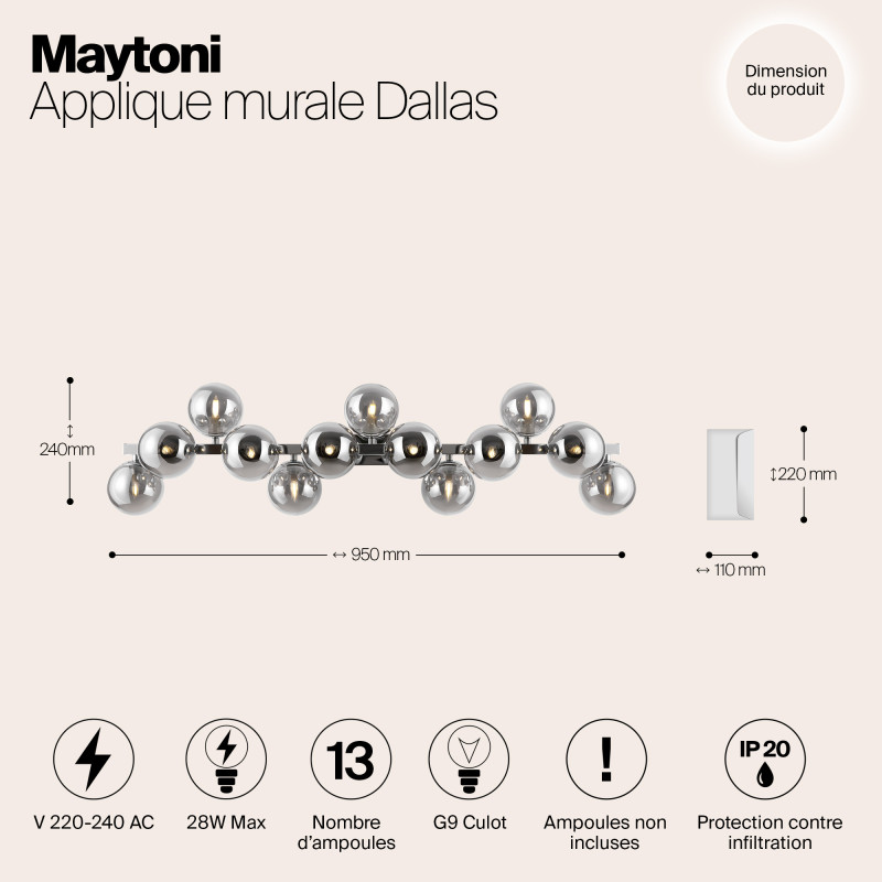 Бра Maytoni Dallas MOD547WL-13CH, дымчатый