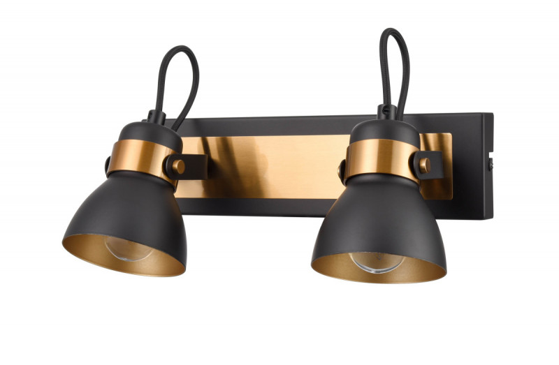Спот 17*36*11 см, 2*E27 черный, золото Vele Luce Vulcano VL6544W02