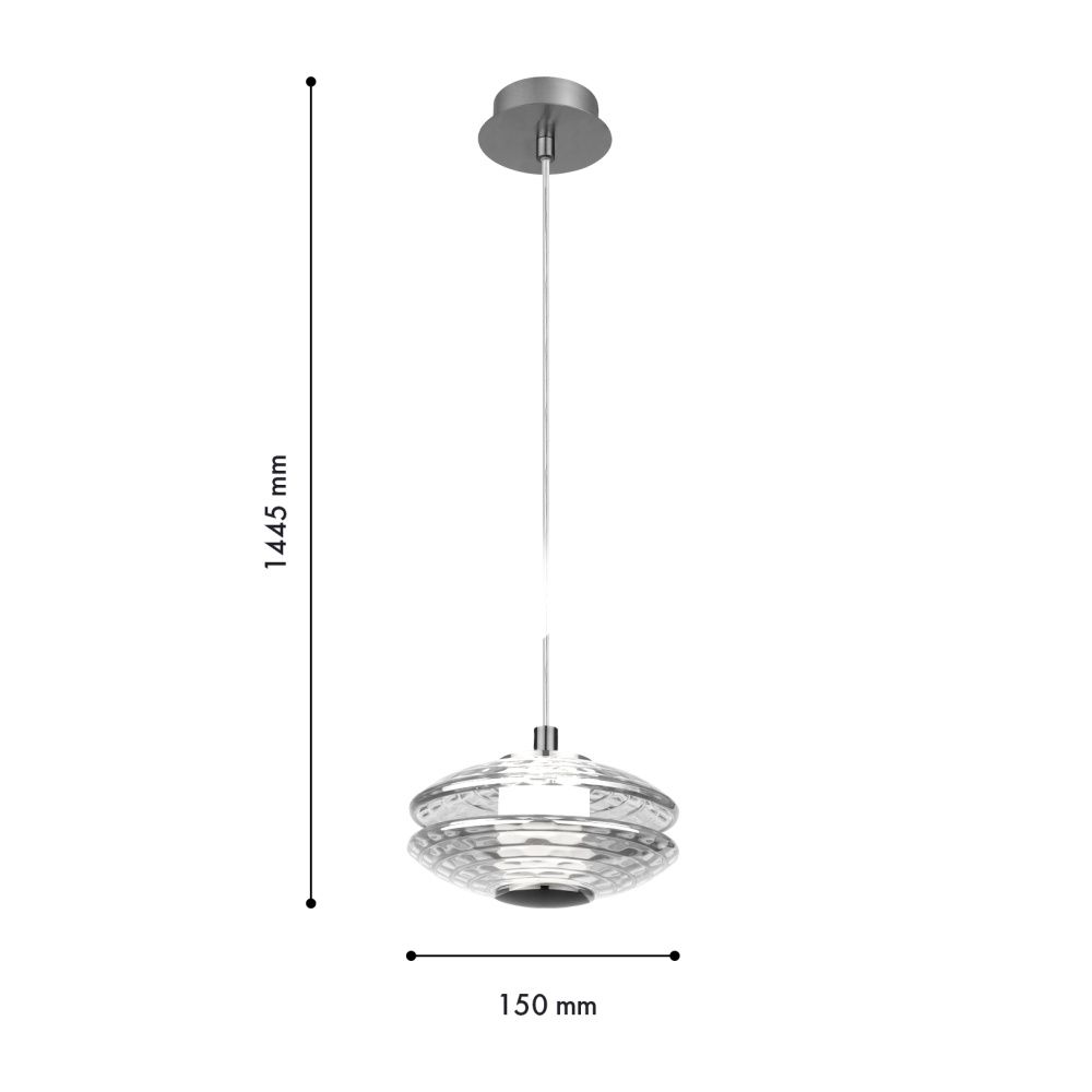 Подвес 15*24,5-144,5 см, 1*LED, 6W, 4000K, Favourite Claros 4643-1P, матовый никель