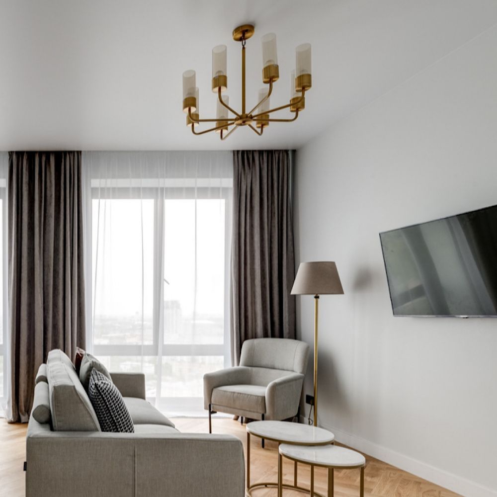 Торшер Lumion Montana 4429/1F, латунь-бежевый