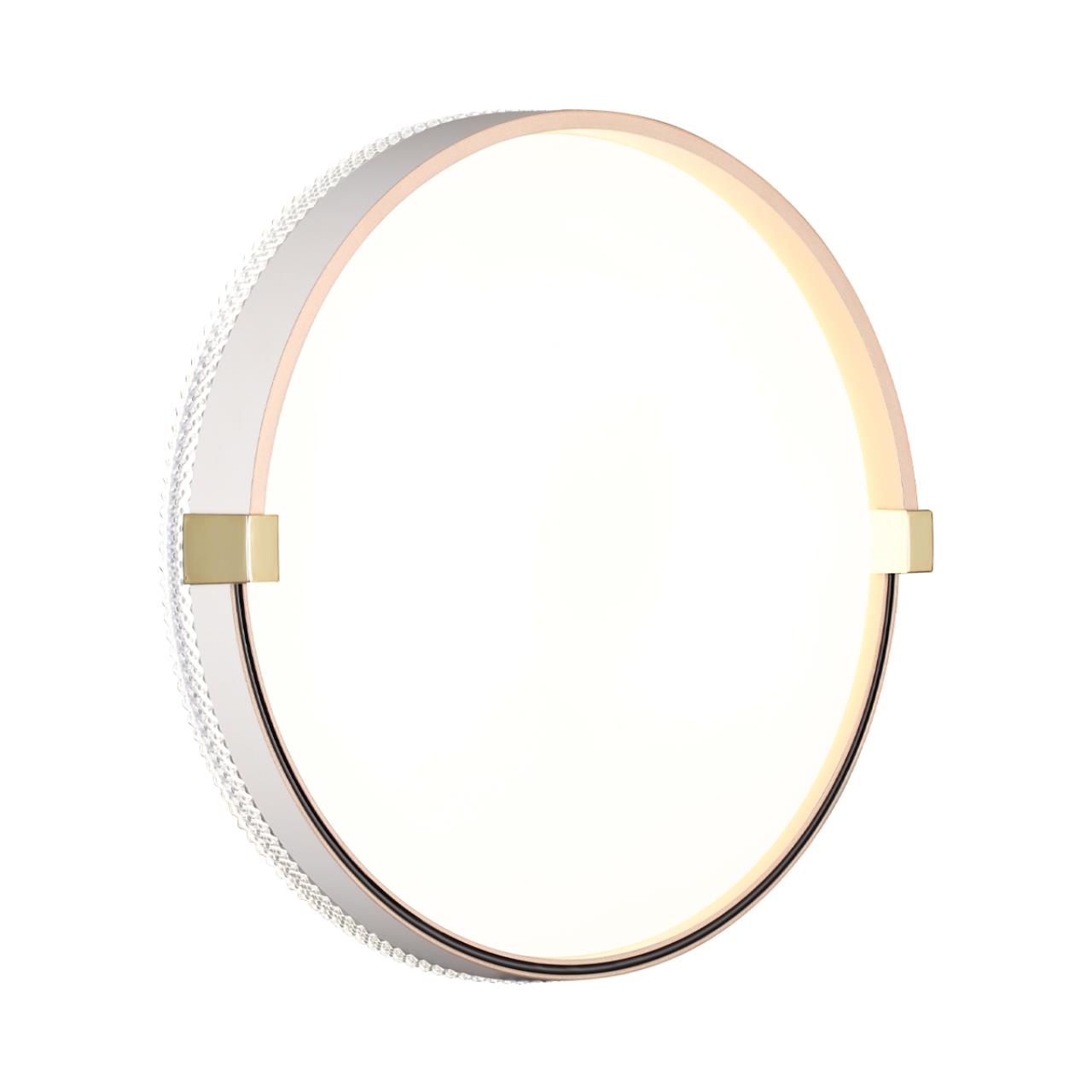 Cветильник 34*8,4 см, LED 30W, 4000 К, IP43, белый/золотой, пластик Sonex Olidi White, 7646/CL