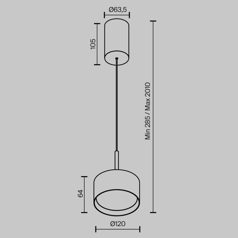 Подвесной светильник 12*12*16,4 см, LED, 12W, 3000К, Maytoni Technical Glare P102PL-12W3K-BS латунный