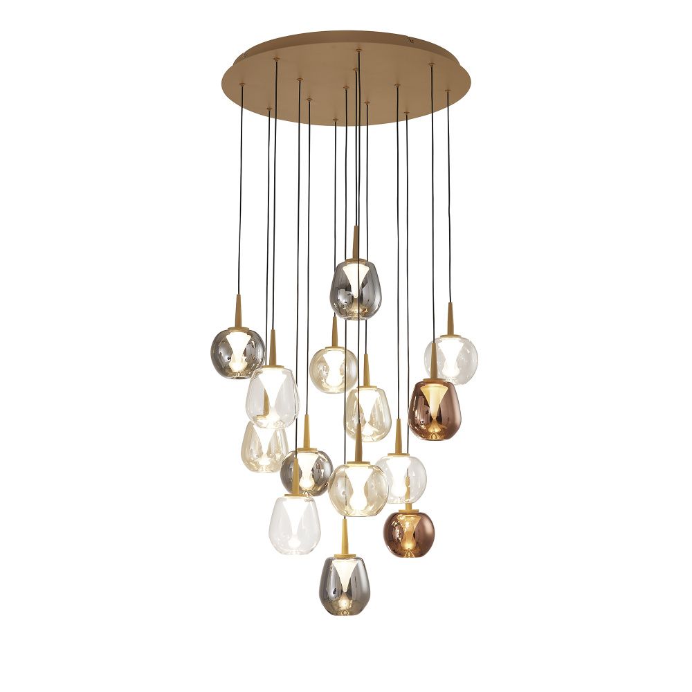 Люстра подвесная 60*212,5 см, 14*LED*5W, 3000K, Mantra Andromeda MAN8935+14PL, золотой