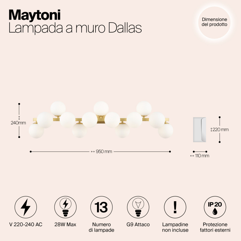 Светильник 89 см, Maytoni MOD547WL-13BS, латунь
