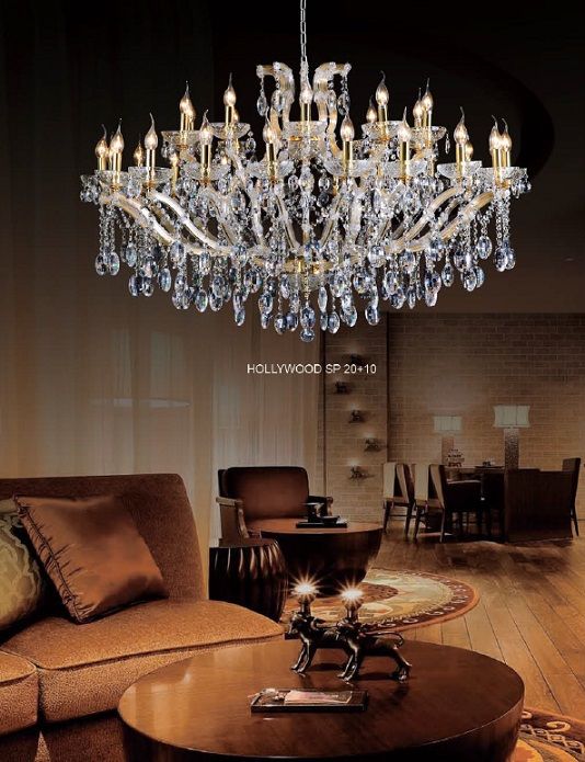 Люстра 120 см, Crystal Lux HOLLYWOOD SP20+10 GOLD Золотой/Прозрачный
