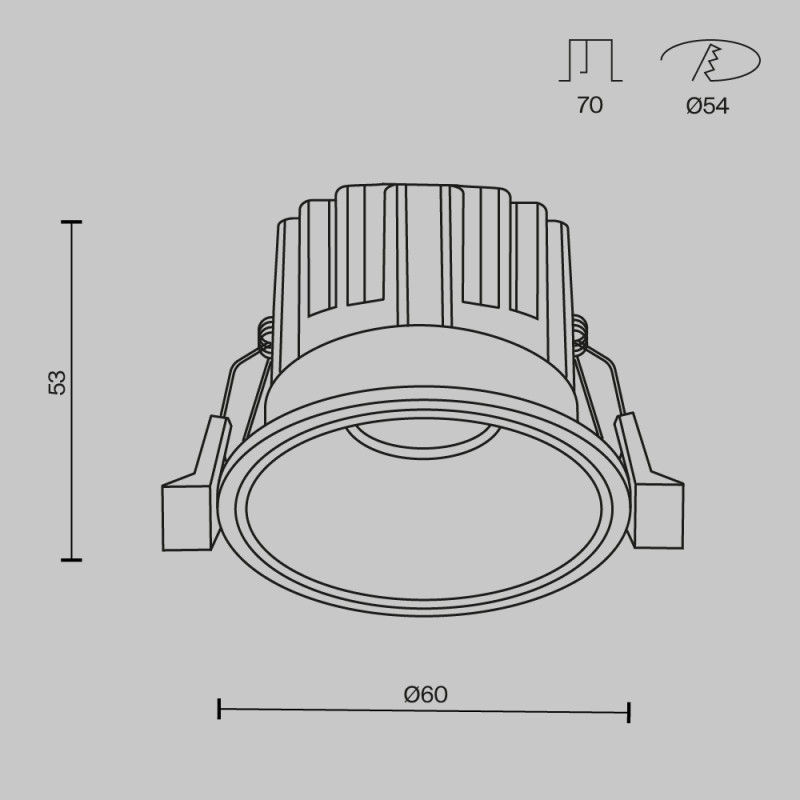Встраиваемый светильник 6*6*5,3 см, LED, 7W, 3000К, Maytoni Technical ROUND DL058-7W3K-BS латунный