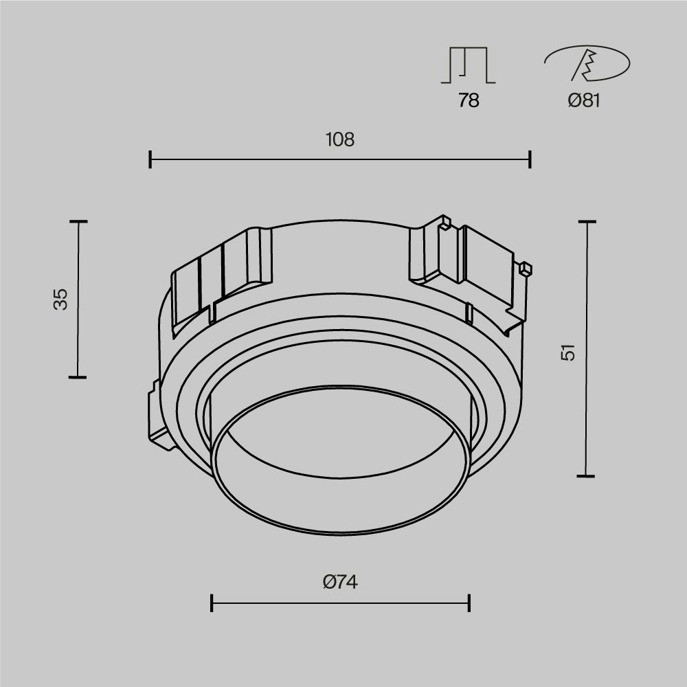 Встраиваемый светильник 12,8*11,2*-5,05 см, 1*GX53*12W, Maytoni Technical Intro DL144-GX53-W, Белый