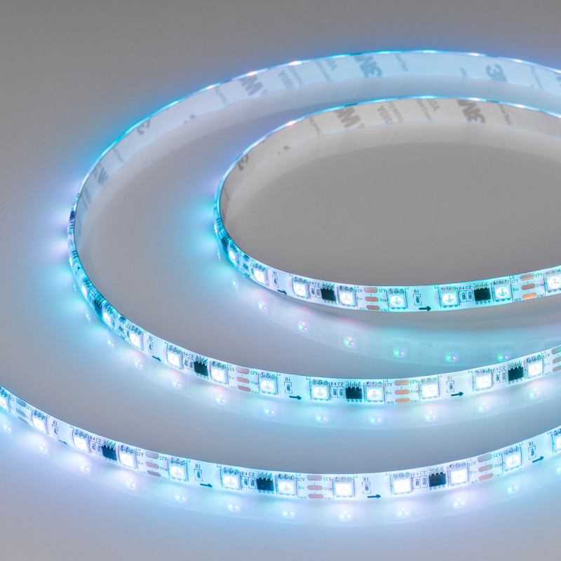 Лента герметичная SPI-SE-B60-10mm 12V RGB-PX3 (14.4 W/m, IP65, 5060, 5m) (Arlight, бегущий огонь) 026366(2). Цена указана за 5 метров. Продается кратно 5 метрам.