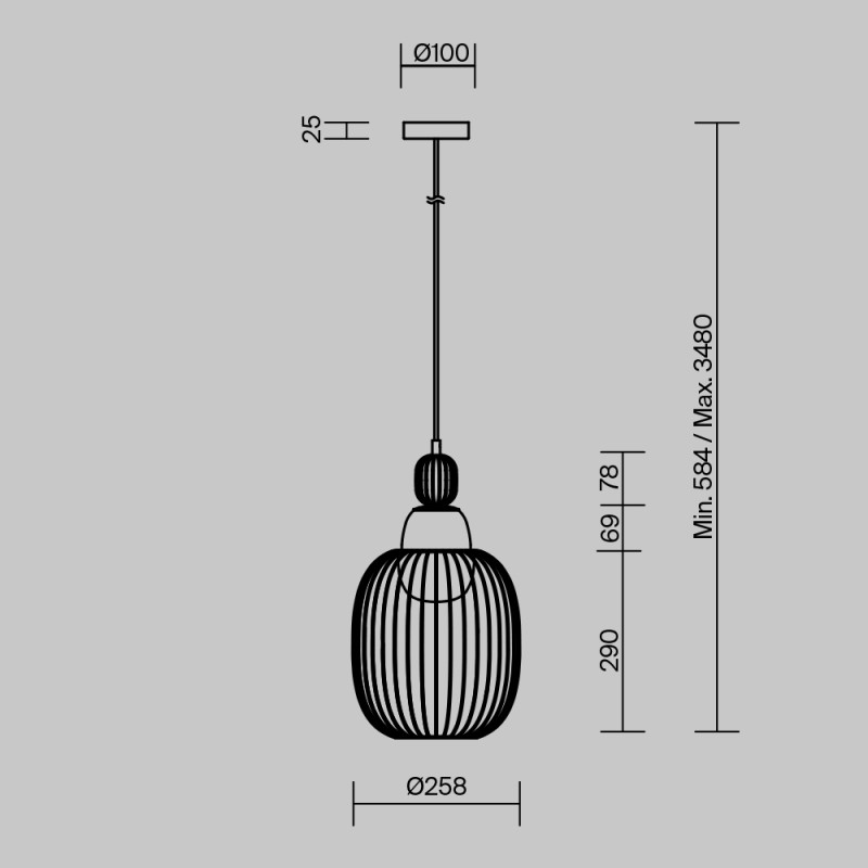 Подвесной светильник 25,8*348 см, 1*G9, 40W, Maytoni Levitation MOD376PL-01G1 латунный