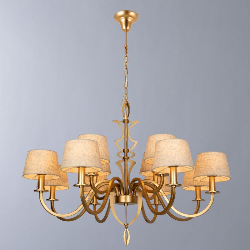Подвесная люстра Divinare Florence 6819/19 SP-12, диаметр 107 см, матовое золото