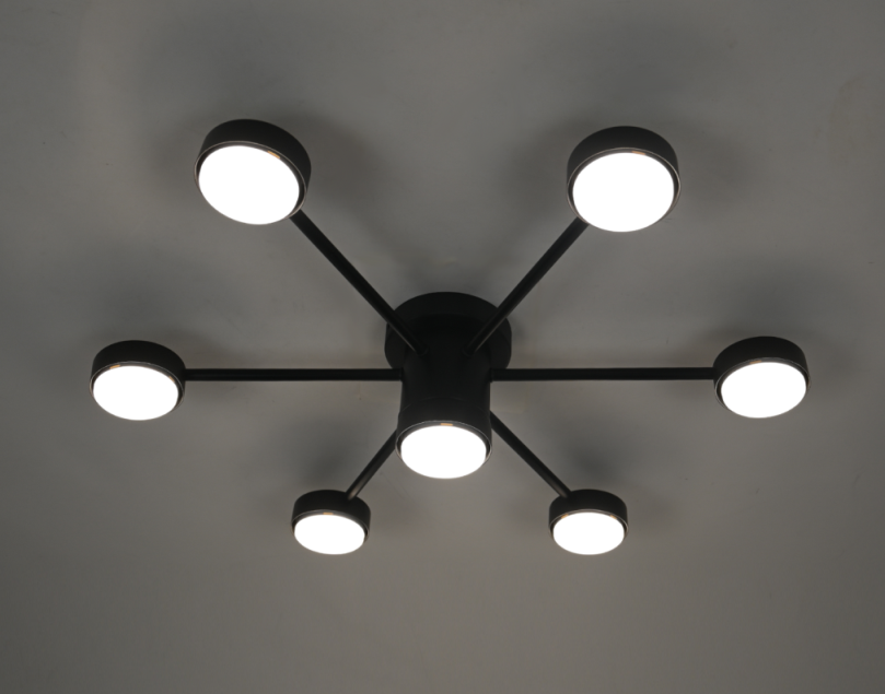 Люстра Ø650 x H140, мм, 7*15W (105W), BK (Черный) Rilon PRD-C 1129-6+1 BK
