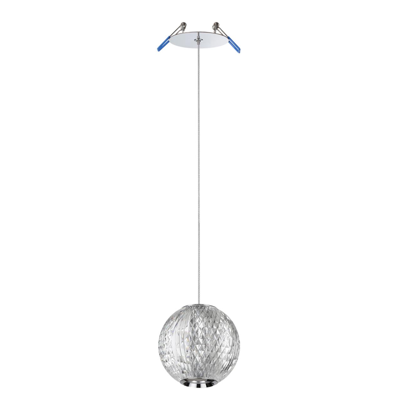 Подвес 11*11*263,5 см, 1 LED*5W, 4000 К, Odeon Light Crystal, хром 5007/5LA