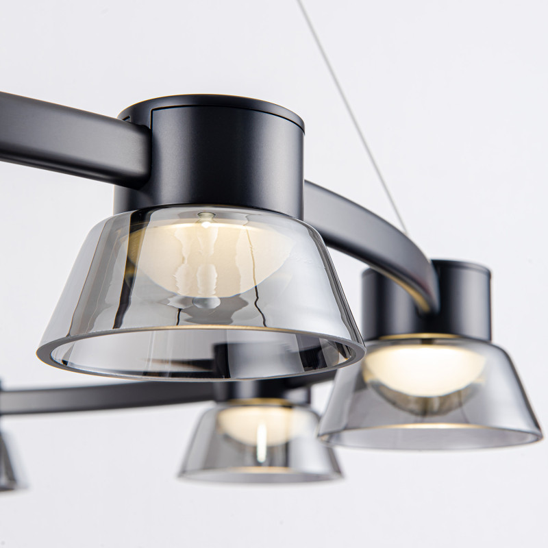 Подвесная люстра 80*150 см, 9*LED, 49.5W, 4000К, Favourite Twix 4247-9P черный