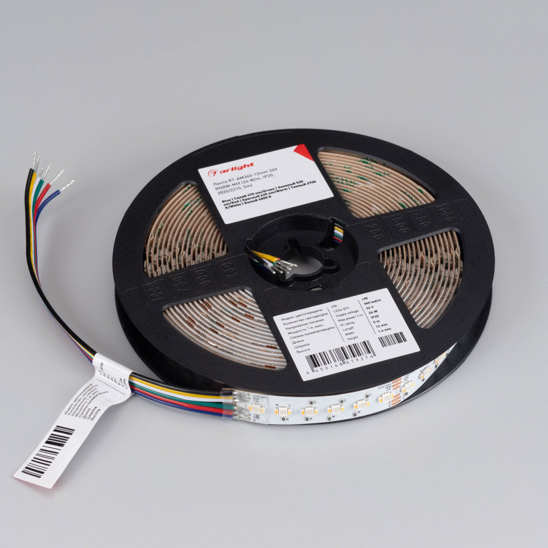 Лента RT-AM360-12mm 24V RGBW-MIX (24 W/m, IP20, 2835/2210, 5m), Arlight 044036. Цена указана за 5 метров. Продается кратно 5 метрам.