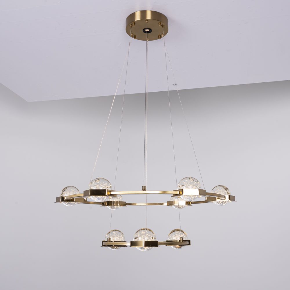 Подвесная люстра WALSH L10 70*70*150 см, 10*LED*5W, 3000K, ImperiumLoft 195470-23, Латунь