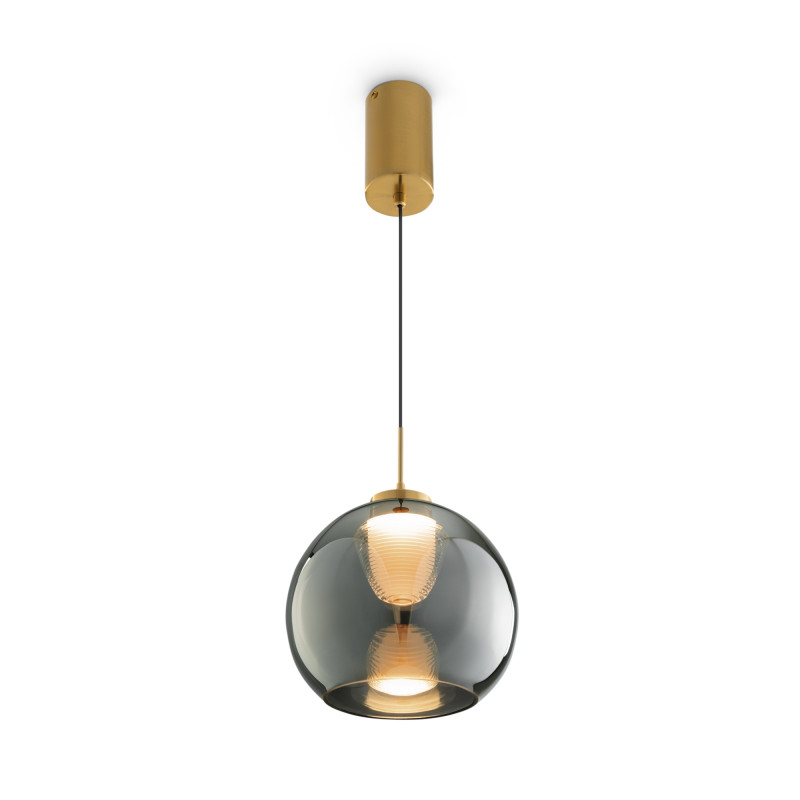 Светильник 20 см, 5W, 3000K, Freya Fume FR5399PL-L4BS2, латунь