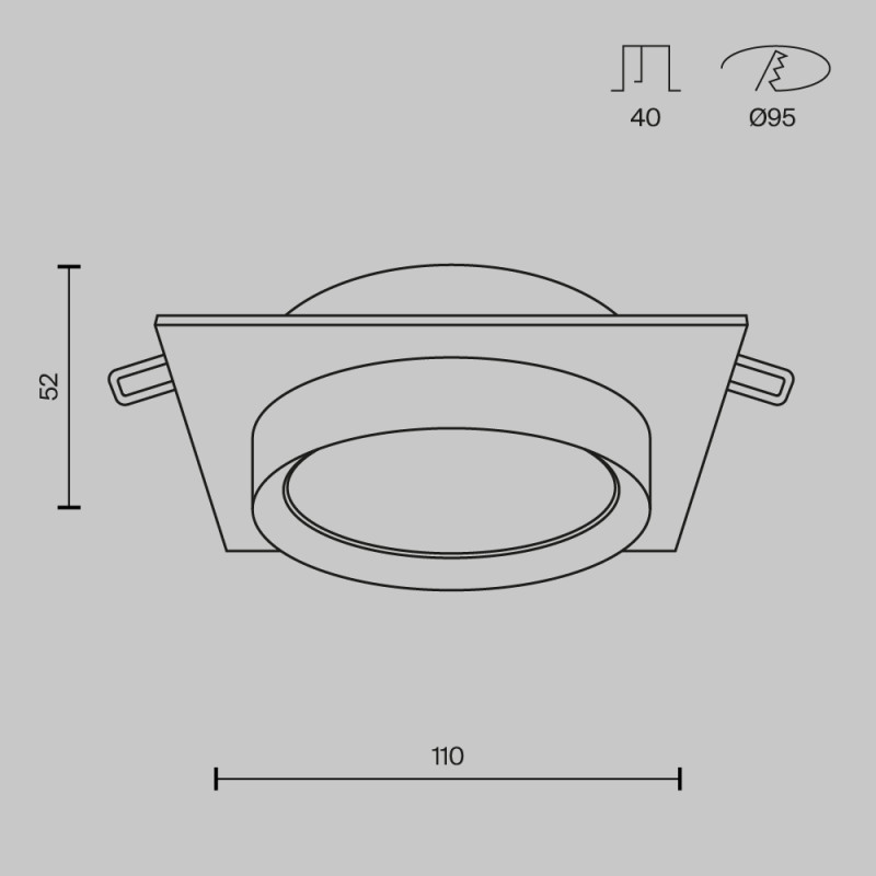 Светильник 11 см, Maytoni Downlight Hoop DL086-GX53-SQ-BW, черный-белый