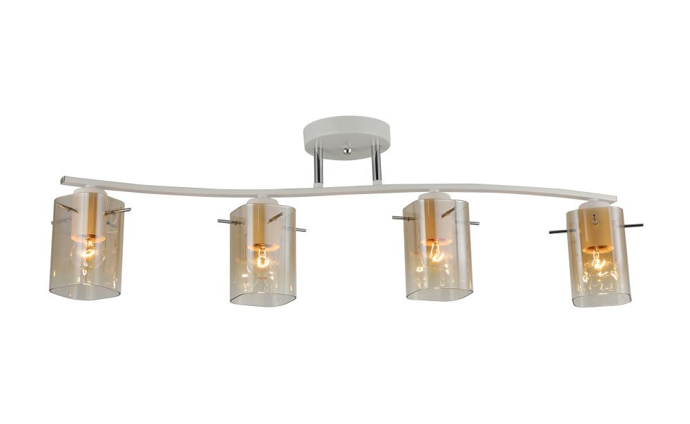 Люстра L750 x W130 x H220, мм, 4*40W (160W), WHITE+CHROME (БЕЛЫЙ+ХРОМ) Rilon 07368/4 WHITE+CHROME