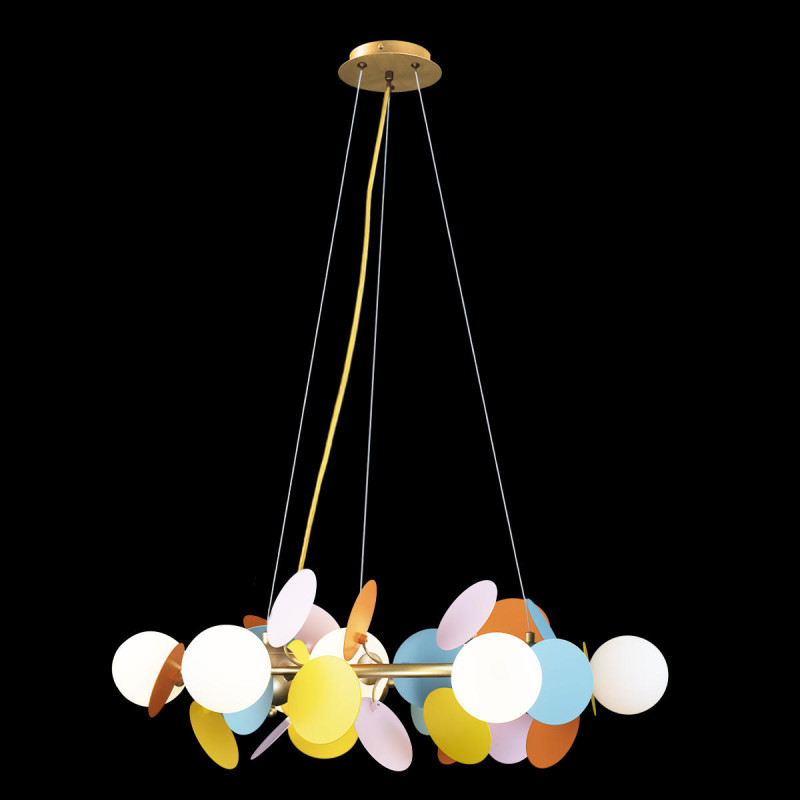 Люстра подвесная LOFT IT Matisse 10008/700 mult, диаметр 70 см, золото-разноцветный