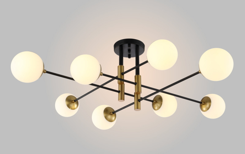 Светильник потолочный 100 см, Crystal Lux FIDEL PL8 BLACK Черный/Бронза
