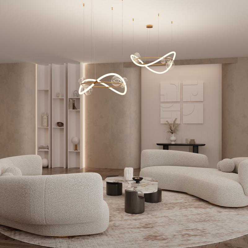 Светильник 80 см, 53W, 3000K, Maytoni Oasis MOD289PL-L53BS3K, латунь