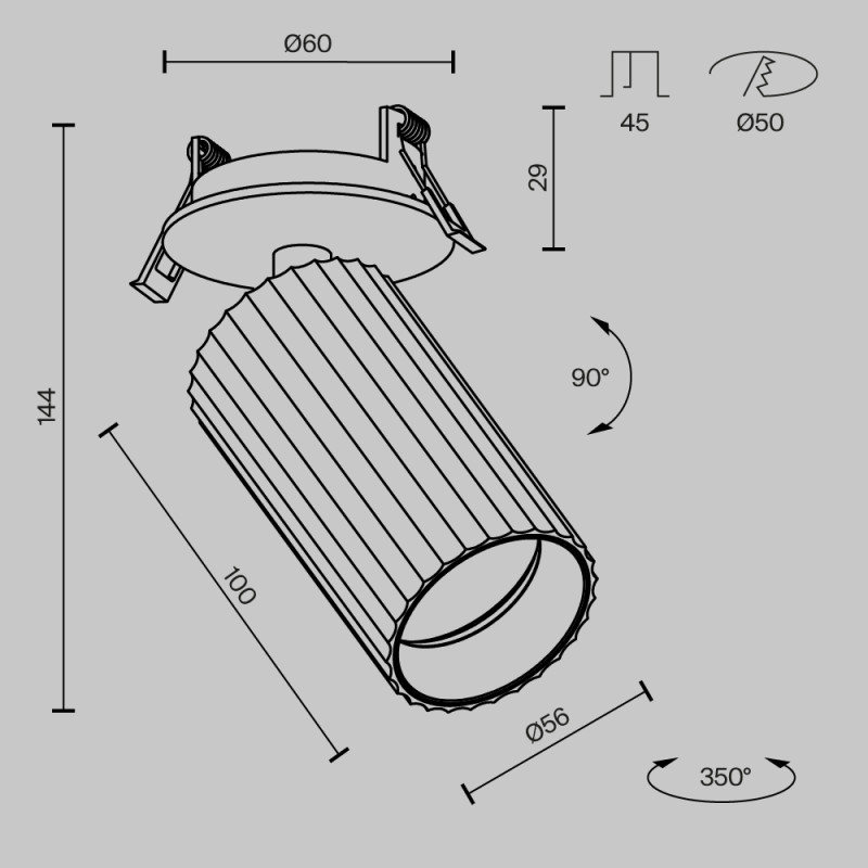 Спот 10*5,6*14,4 см, GU10, 10W, Maytoni Technical calipso C110CL-01-GU10-B черный