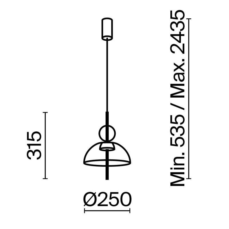 Светильник 25 см, 12W, 3000K, Bangkok MOD185PL-L6B3K1, черный