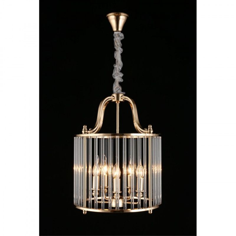 Подвесная люстра 40*80-150 см, 5*E14, 40W, Aployt JOANNA APL.726.16.05, латунный