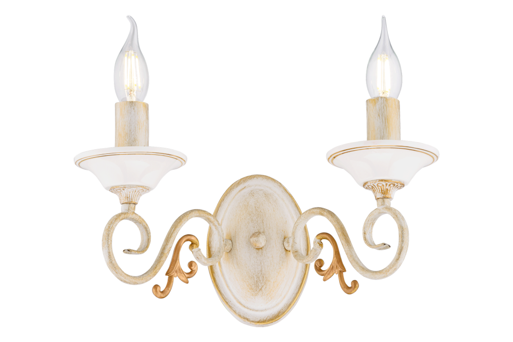 Бра L350 x W170 x H200, мм, 2*40W (80W), FGD+WH (Золото+Белый) Sfera Sveta B85920/2W FGD+WH