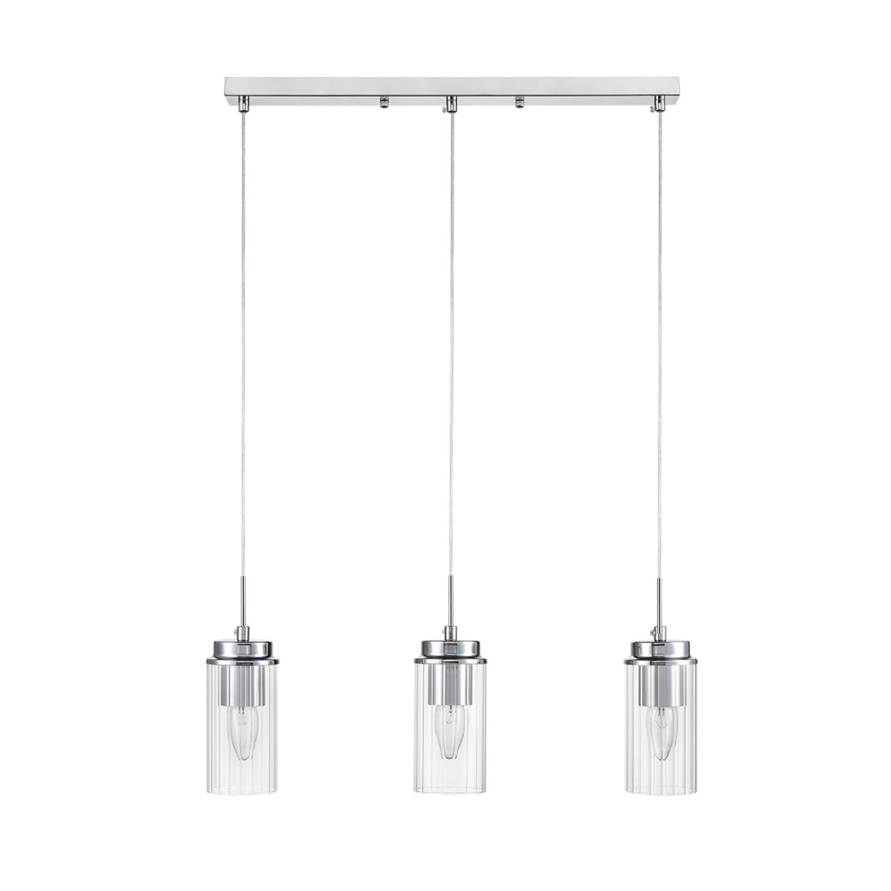 Подвесной светильник 8*54*80 см, 3*E14 Lumion ISHA 8102/3A хром, прозрачный