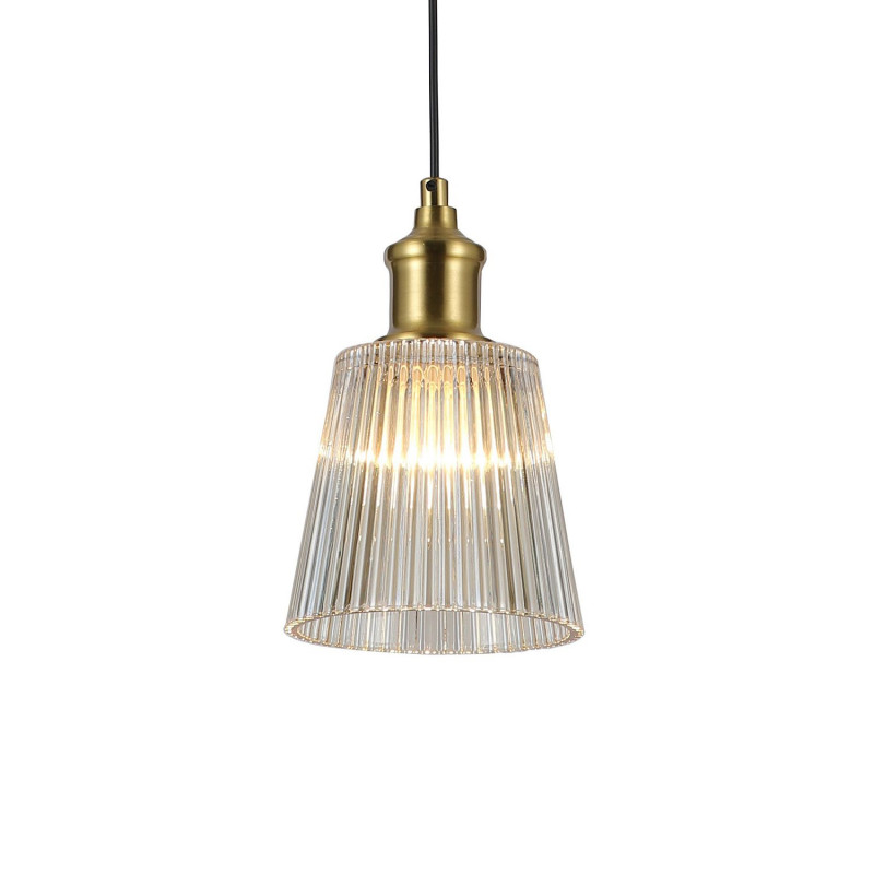Подвес Favourite Copita 2777-1P, D130*H200/1450, Каркас медного цвета, плафон из прозрачного рифленого стекла