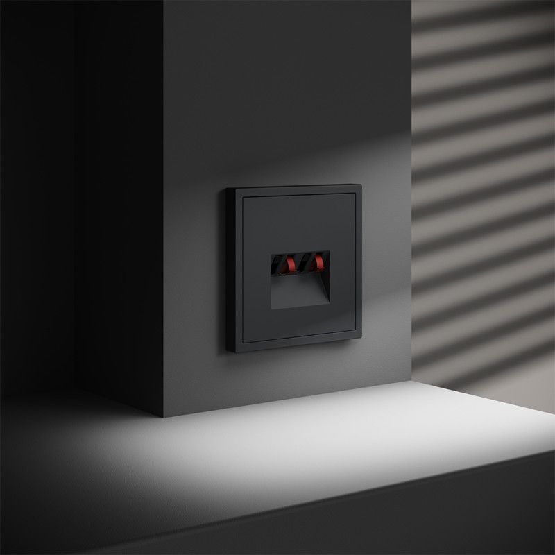 Розетка акустическая встраиваемая Voltum S70 4-местная, графит пластик Soft touch VLS060307