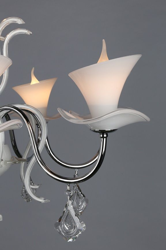 Люстра Omnilux OML-77403-08 диаметр 80см	хром/белый/прозрачный