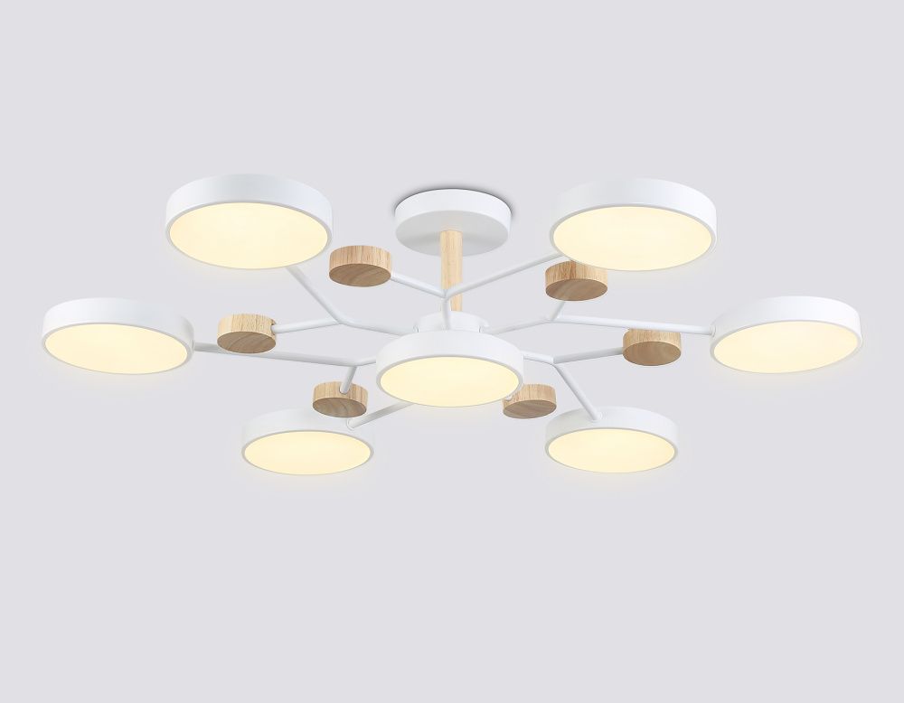 Люстра светодиодная на штанге **19- см, **W, 3000-6000K, Ambrella Light Comfort FL4864, белый, дерево