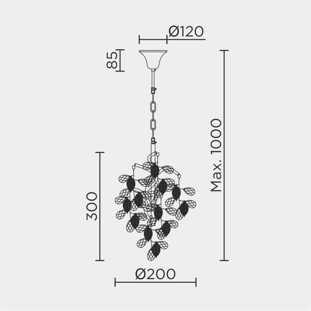 Подвесная люстра 20*20*100 см, G9 2xG9W, , Золото MODESTYLE MS.2111.200 GD