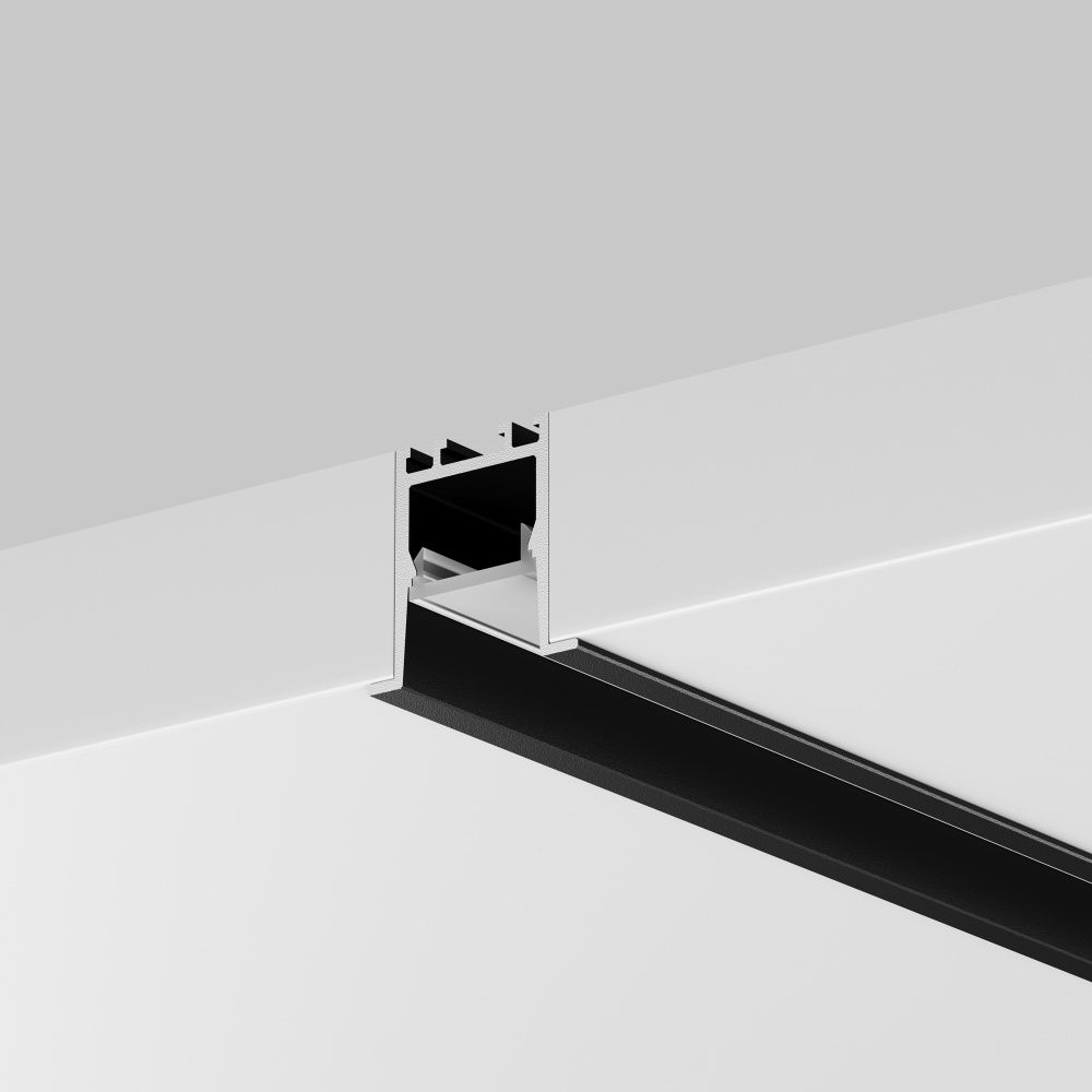 Алюминиевый профиль встраиваемый скрытого монтажа 22x22 (Черный, 2 м), ALM-2222-B-2M 632013, 200*2*2 см, Maytoni  632013, Черный