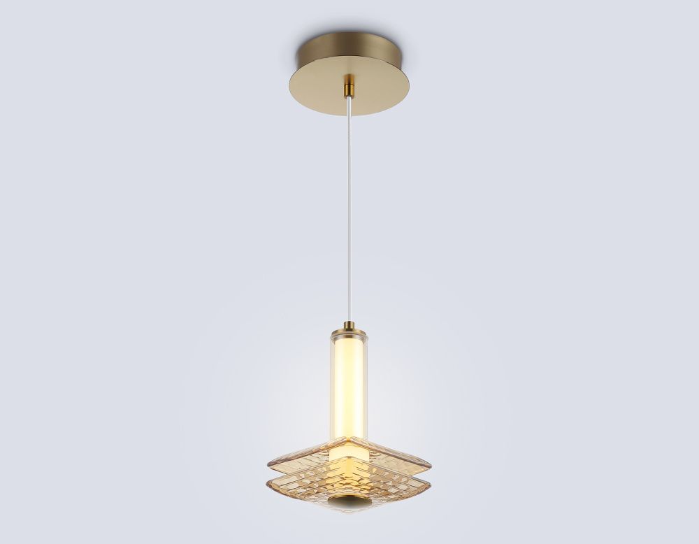 Подвесной светодиодный светильник 15*15*24- см, **W, 3000K, Ambrella Light High Light LH31001, латунь