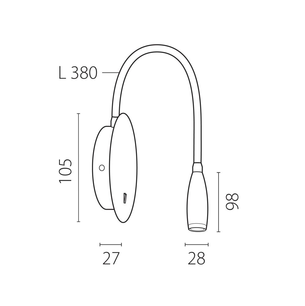 Бра 2,7*10,5*58,3 см, *3W, 3000K, Lightstar Omega 200337, Черный
