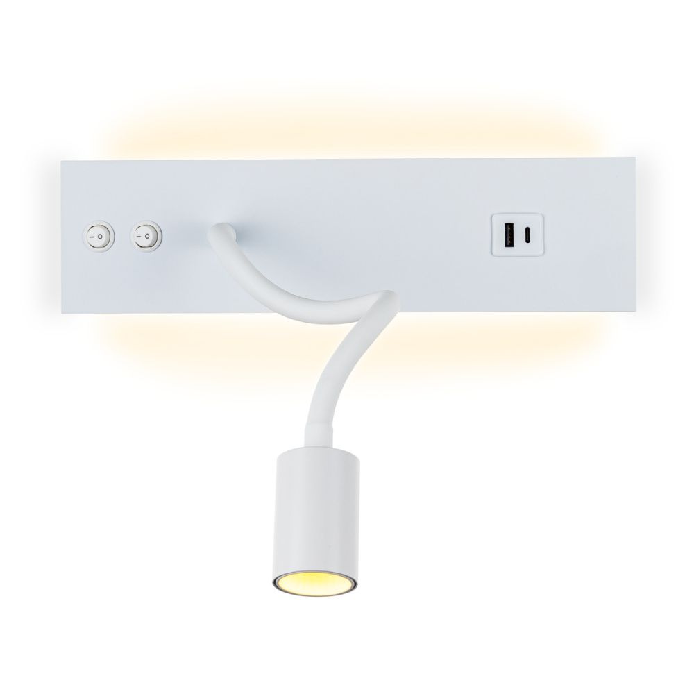 Светильник с выключателем 8*30 см, 14W, 3000K Белый Citilux Декарт CL704470 LED USB